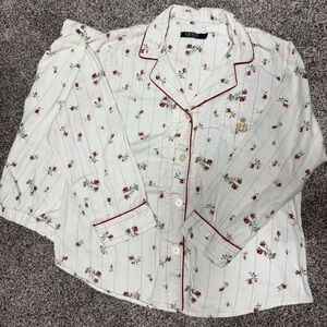 Ralph Lauren White floral pajama matching set // xl